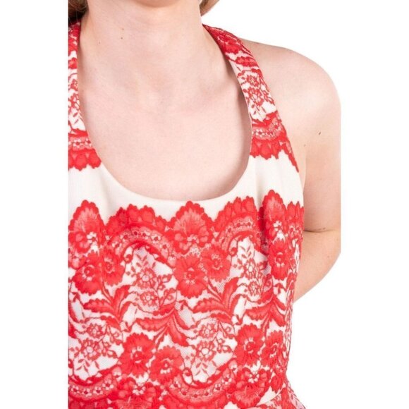 NWT Marchesa Notte Red Lace A-Line Dress $795 - Picture 7 of 13